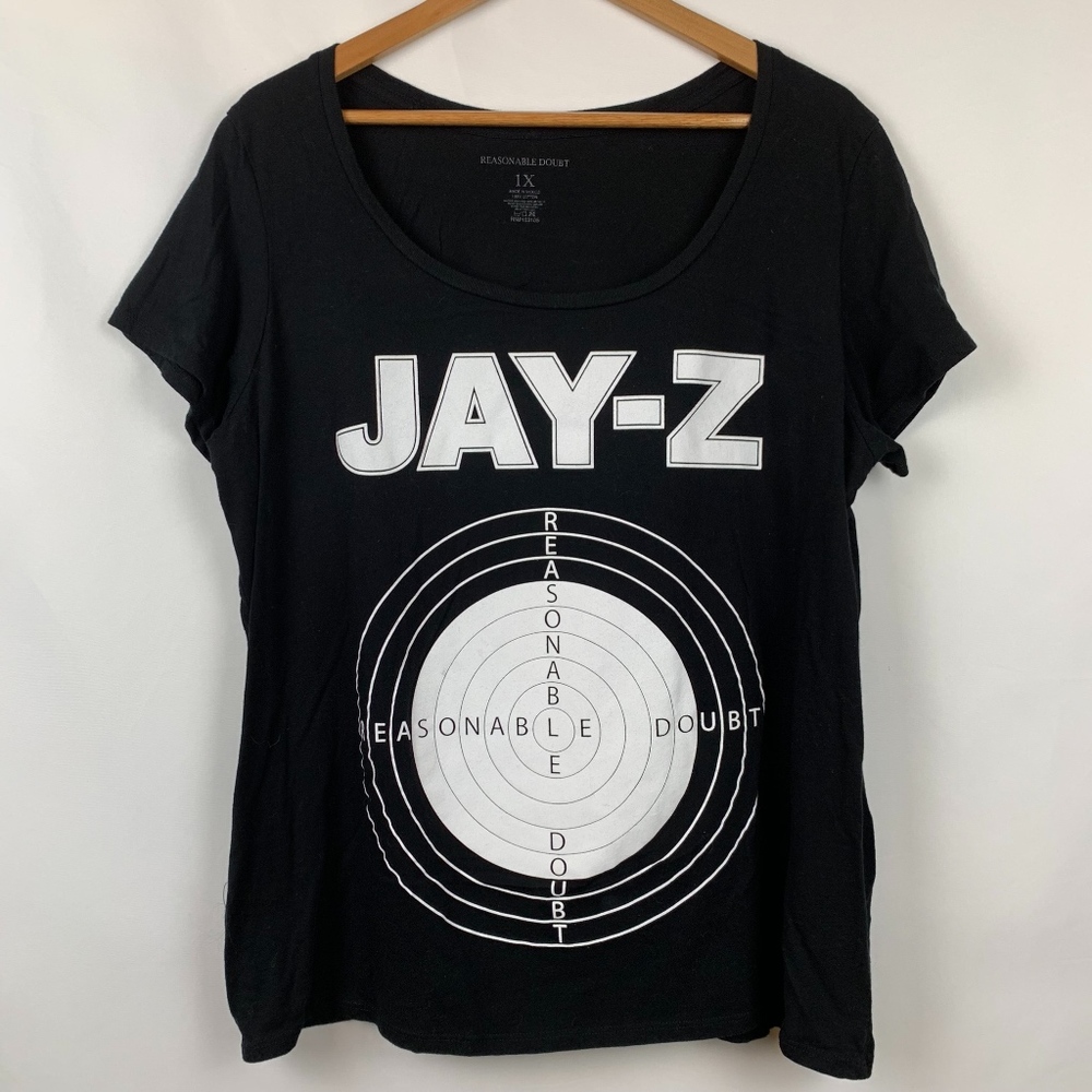 Jay-Z Women's Reasonable Double Black T-Shirt 1X